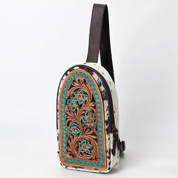 American Darling Sling Beautifully Hand Tooled Hair On Genuine Leather Women Bag Western Handbag Purse |